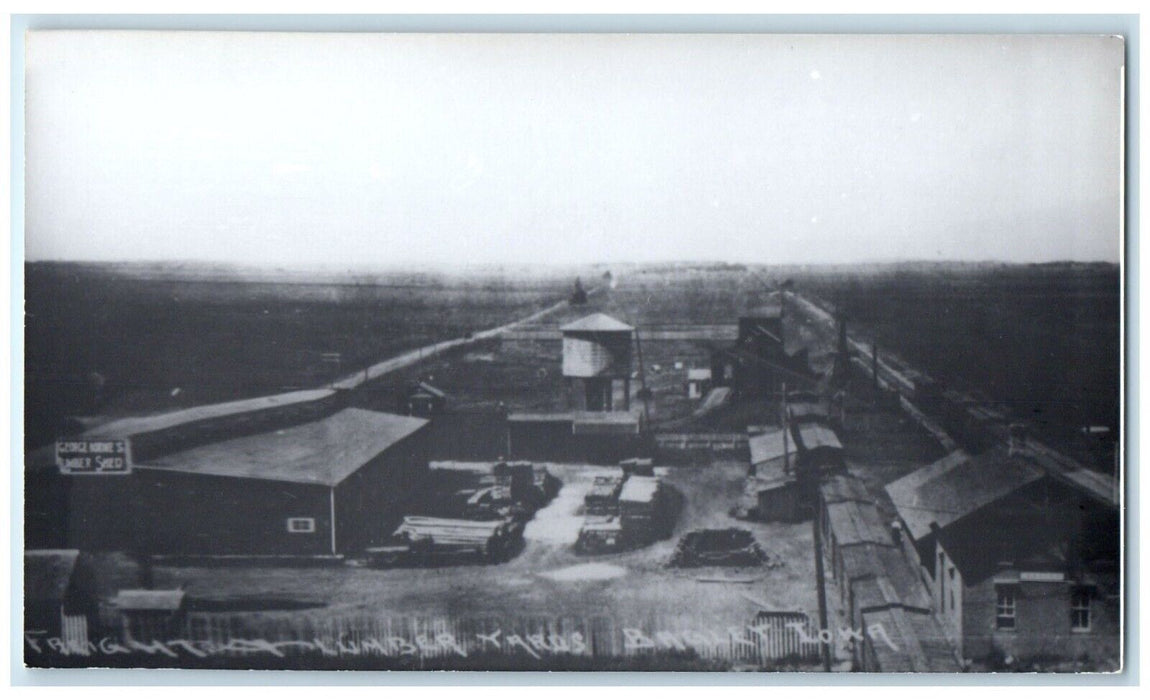 c1960 Lumber Yards Baglet Iowa Railroad Train Depot Station RPPC Photo Postcard