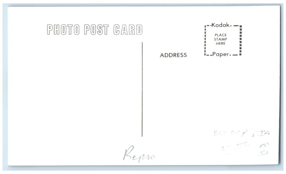 c1960 Lumber Yards Baglet Iowa Railroad Train Depot Station RPPC Photo Postcard