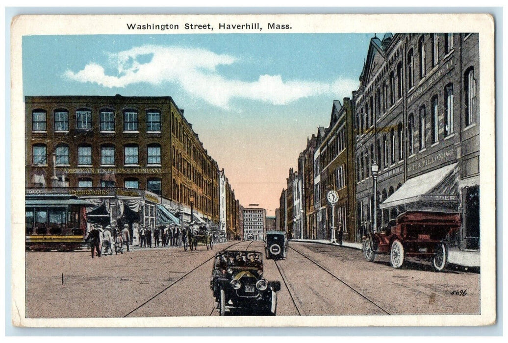 1920 Washington Street Road Classic Car Haverhill Massachusetts Vintage Postcard