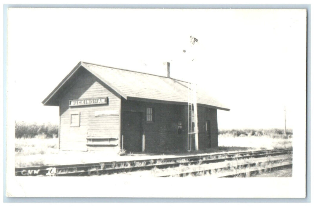 c1960's Buckingham Iowa Railroad Vintage Train Depot Station RPPC Photo Postcard