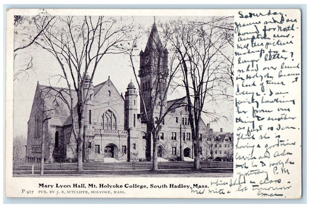 c1905 Mary Lyon Hall Mt Holyoke College South Hadley Massachusetts MA Postcard