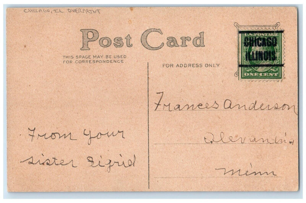 Valentine Cupid Angel Girl Flowers And Letter Overprint Chicago IL Postcard