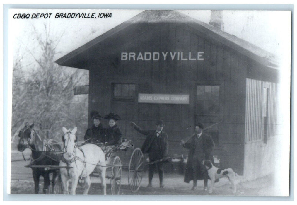 c1960 CB&Q Braddyville Iowa IA Railroad Train Depot Station RPPC Photo Postcard