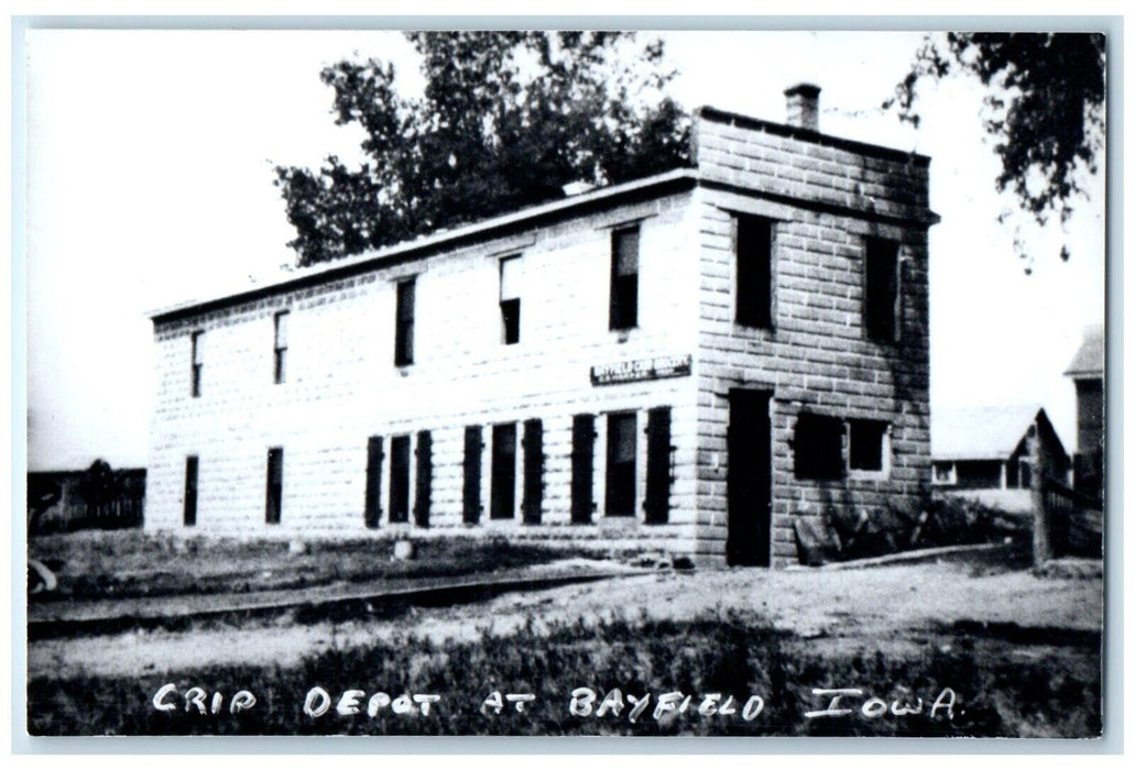 c1960's Crip Bayfield Iowa IA Railroad Train Depot Station RPPC Photo Postcard