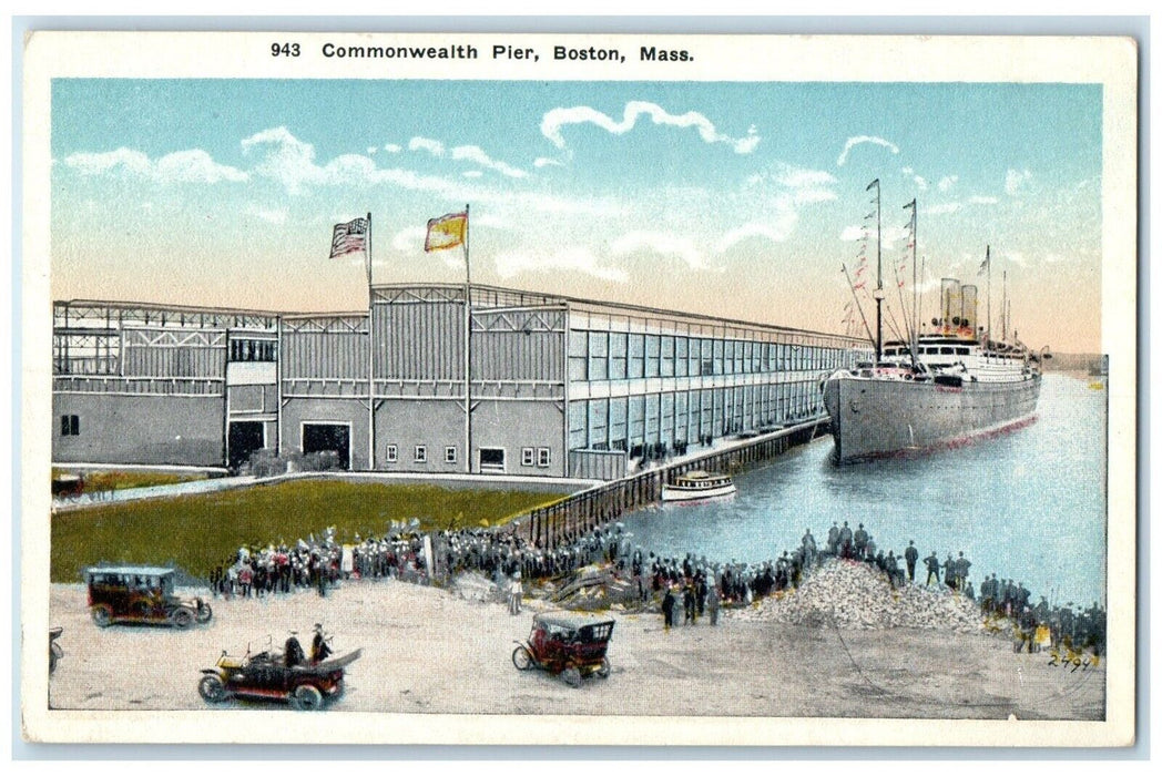 c1920 Steamer Ship Commonwealth Pier Boston Massachusetts MA Unposted Postcard