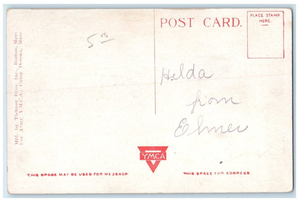 c1920 YWCA Hostess House Stairway Camp Devens Massachusetts MA Vintage Postcard
