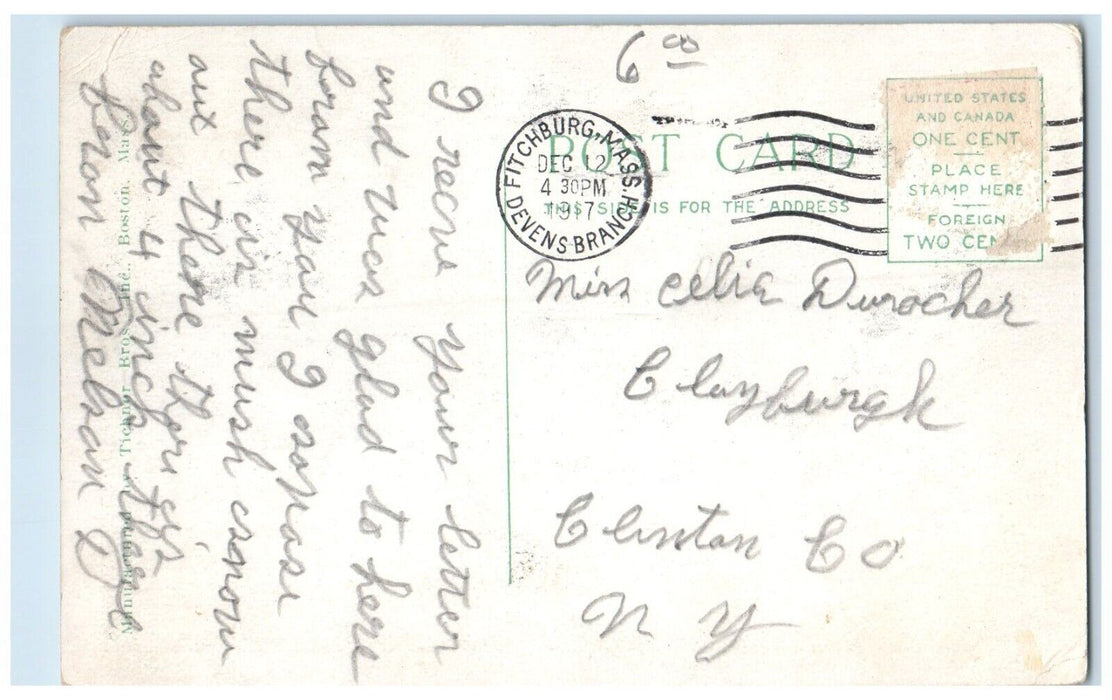 1917 New Arrivals Fall In Line Crowd Camp Devens Ayer Massachusetts MA Postcard
