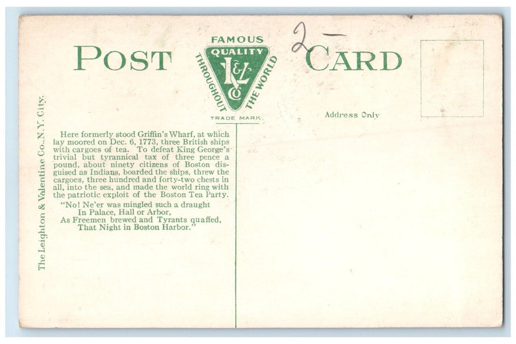 1910 Night Boston Tea Party State House Boston Massachusetts MA Vintage Postcard