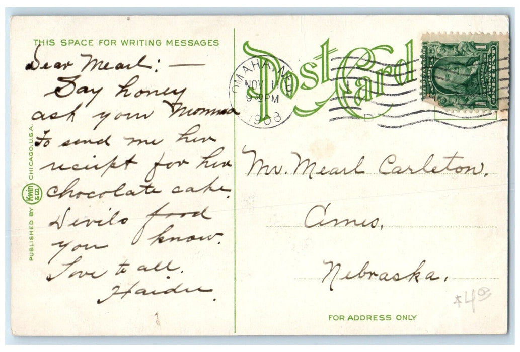1908 Union Pacific Transfer Depot Station Council Bluffs Iowa IA Posted Postcard