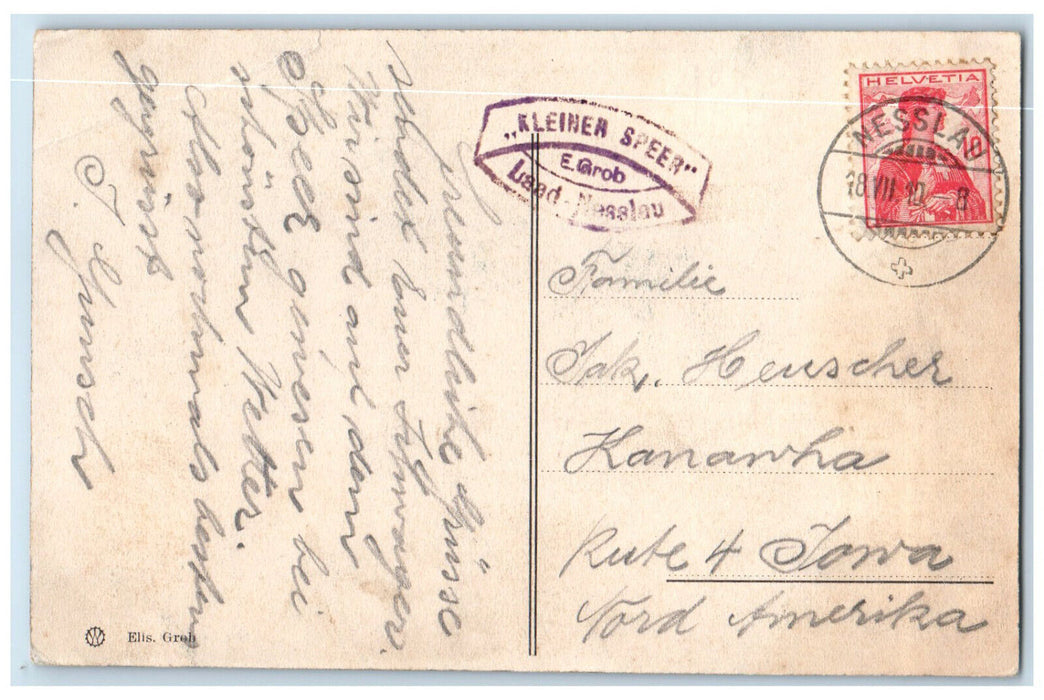 1910 Mattstock Greetings from the Speer Mountain Peak in Switzerland Postcard