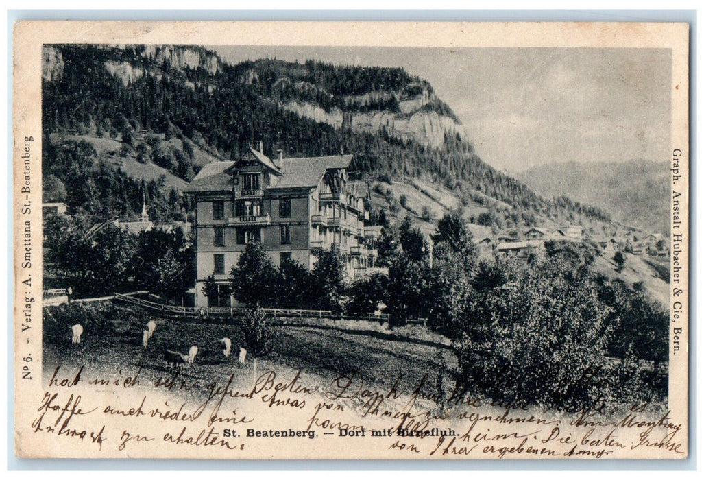 1902 Village With Pear Fluh St. Beatenberg Switzerland Antique Postcard