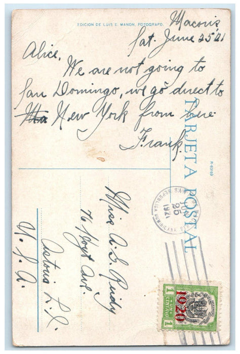 1921 Archbishop Merino Street Santo Domingo Dominican Republic Postcard