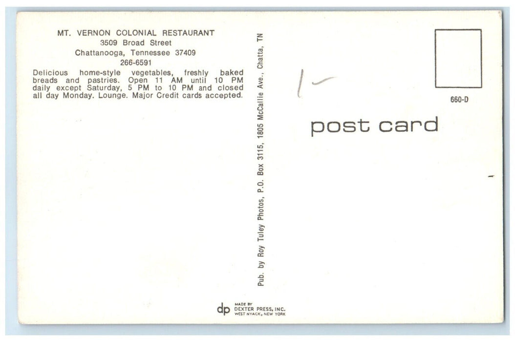 c1960 Multi-View Mt Vernon Colonial Restaurant Chattanooga Tennessee TN Postcard