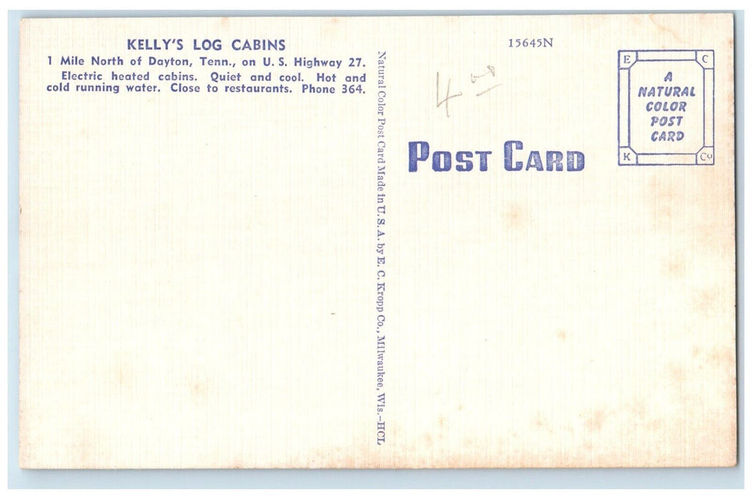 c1940 Multi-View Kelly Log Cabins Dayton Tennessee TN Vintage Unposted Postcard