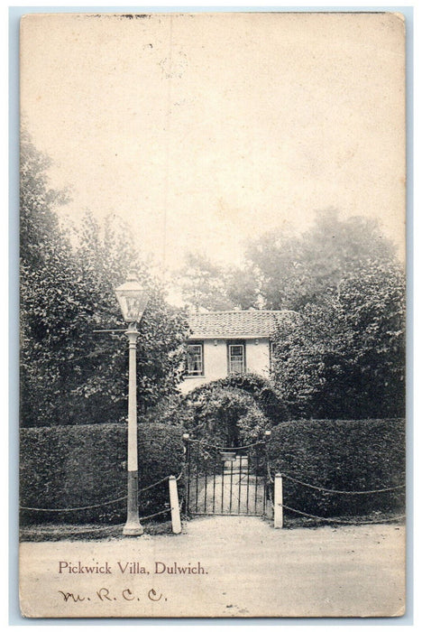 1901 Pickwick Villa Dulwitch Camberwell Surrey England Entrance Gate Postcard