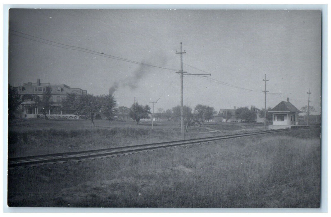 c1960's MILW Oakdale Iowa Field Railroad Train Depot Station RPPC Photo Postcard