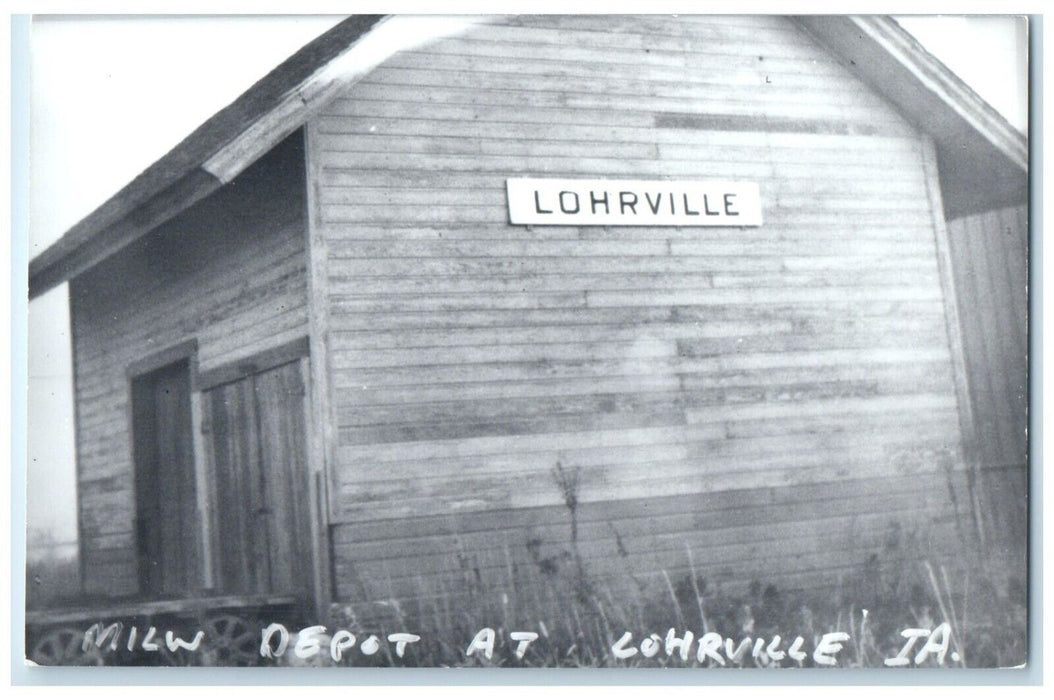 c1960's MILW Lohrville Iowa IA Railroad Train Depot Station RPPC Photo Postcard