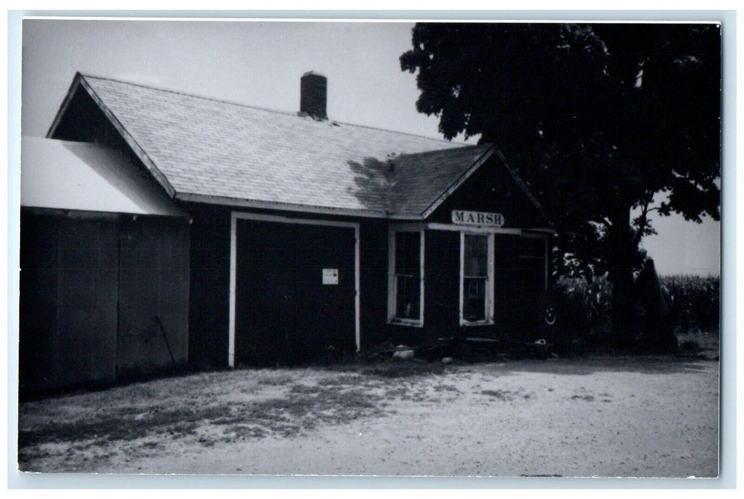c1960's Marsh Iowa IA Railroad Vintage Train Depot Station RPPC Photo Postcard