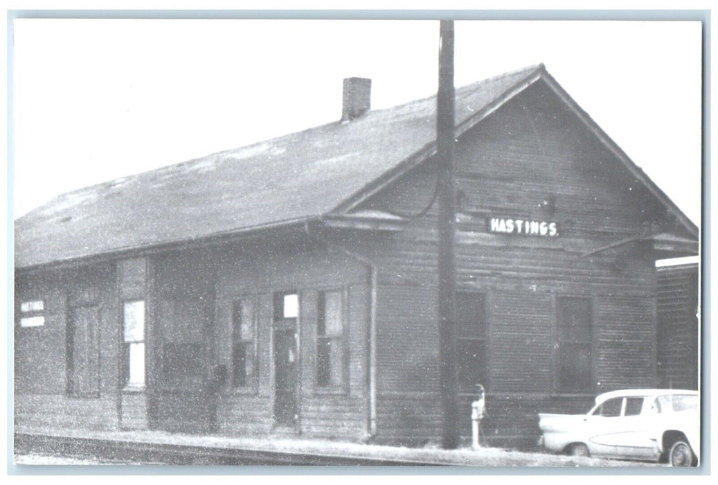 c1960's Hastings Iowa  Vintage Railroad Train Depot Station RPPC Photo Postcard