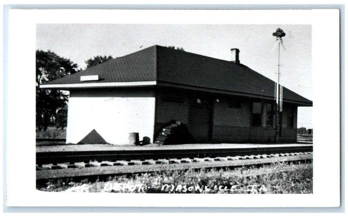 c1960's Depot Masonville Iowa Railroad Train Depot Station RPPC Photo Postcard