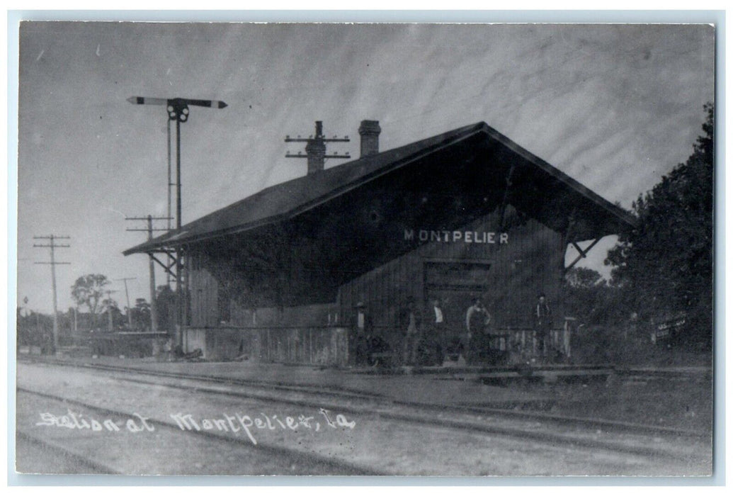 c1960 Montpelier Iowa Vintage Railroad Train Depot Station RPPC Photo Postcard