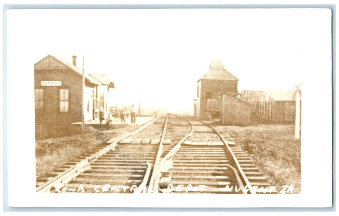c1960 Central Depot Nugent Iowa Railroad Train Depot Station RPPC Photo Postcard