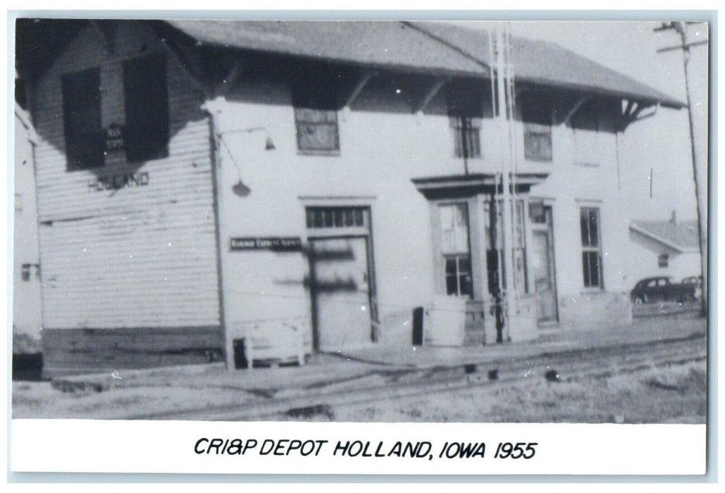 c1960 CRI&P Depot Holland Iowa Railroad Train Depot Station RPPC Photo Postcard