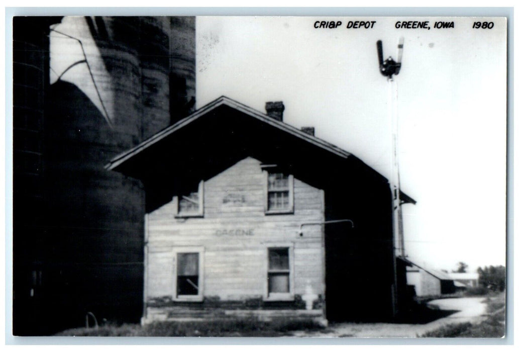 c1980 CRI&P Depot Greene Iowa Railroad Train Depot Station RPPC Photo Postcard