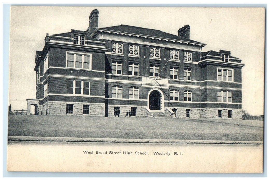 c1905 Exterior View West Broad Street High School Westerly Rhode Island Postcard