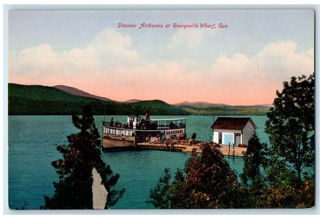 c1910 Steamer Anthemis at Georgeville Wharf Quebec Canada Antique Postcard