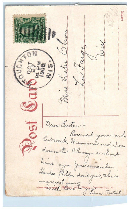 1908 Dearborn Station Clock Tower Chicago Illinois IL Stoughton WI Postcard