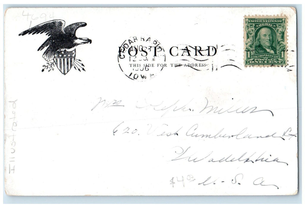 1906 Union Passenger Station Cannon Cedar Rapids Iowa IA Antique Postcard
