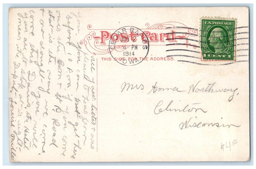 1914 Union Station Cars Cedar Rapids Iowa IA Posted Antique Postcard