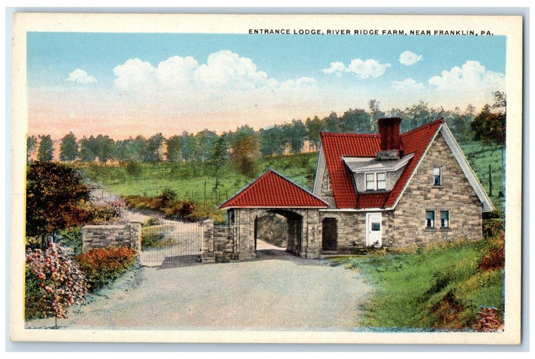 c1930's Entrance Lodge River Ridge Farm Near Franklin Pennsylvania PA Postcard