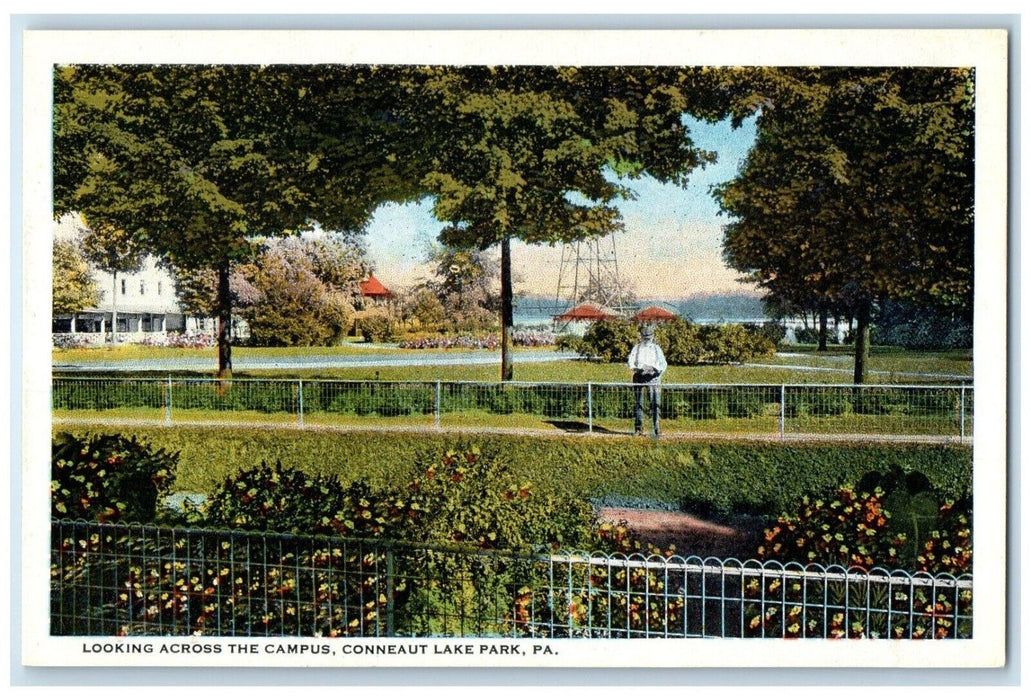 c1930's Looking Across The Campus Conneaut Lake Pennsylvania PA Vintage Postcard