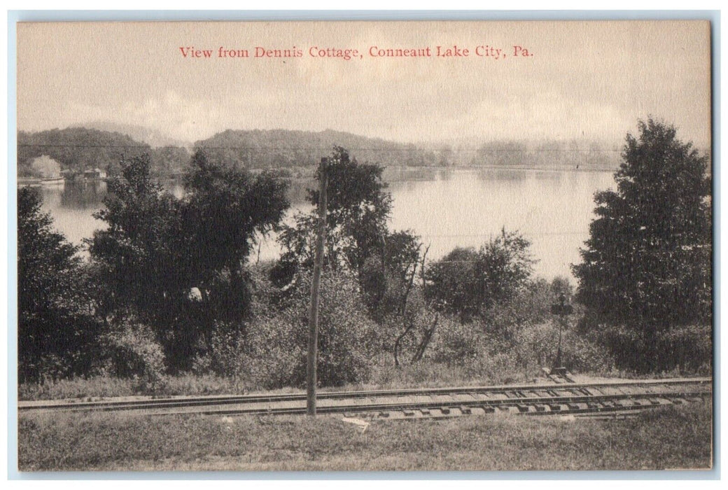 c1910's View From Dennis College Conneaut Lake Pennsylvania PA Antique Postcard