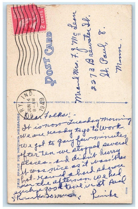 1949 Hotel Gary Building Stores Cars Street View Gary Indiana IN Posted Postcard