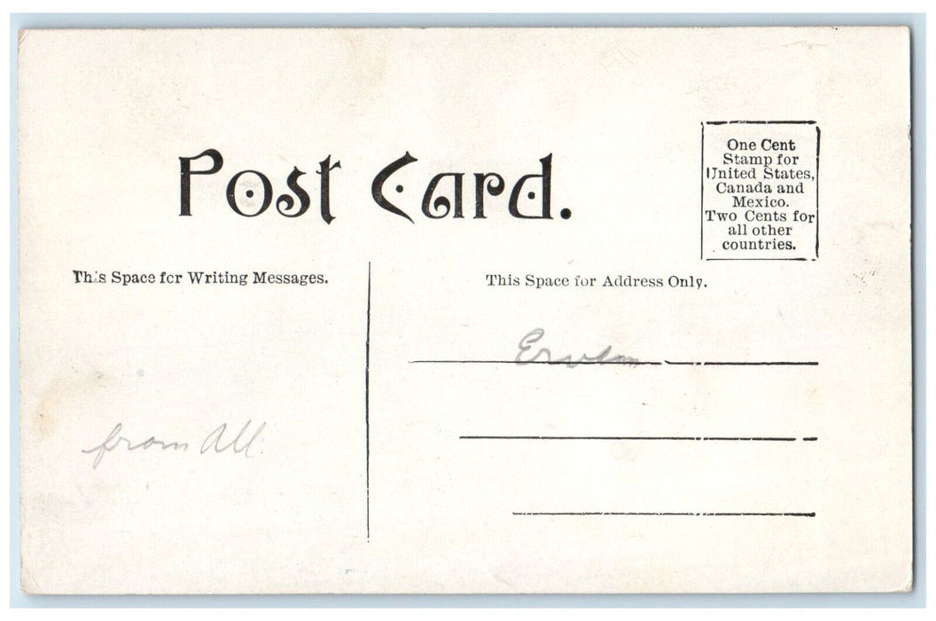 c1910's Valentine Heart Boy Holding Letter Posted Antique Postcard