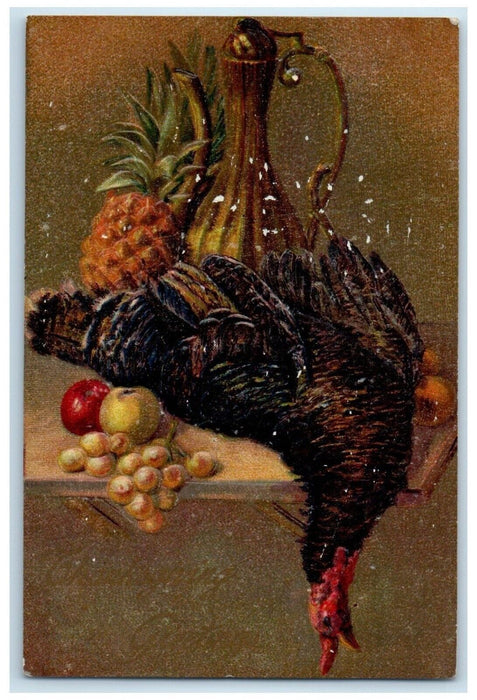 1911 Thanksgiving Greetings Chicken Hen Vegetable Embossed Baltimore MD Postcard