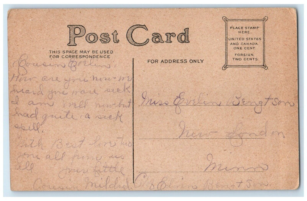 c1910's Valentine Cupid Angel Little Sweetheart Swing New London MN Postcard