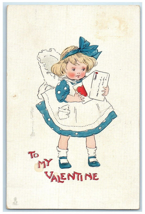 1913 Valentine Cute Girl Letter Embossed Salem Oregon OR Tuck's Antique Postcard
