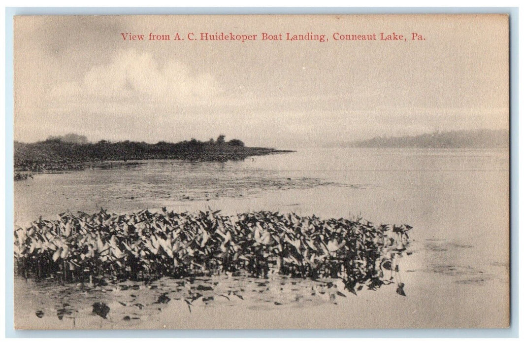 c1910 View A.C. Huidekoper Boat Landing Lake Conneaut Lake Pennsylvania Postcard