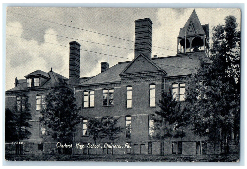 c1910 Exterior Charleroi High School Building Charleroi Pennsylvania PA Postcard