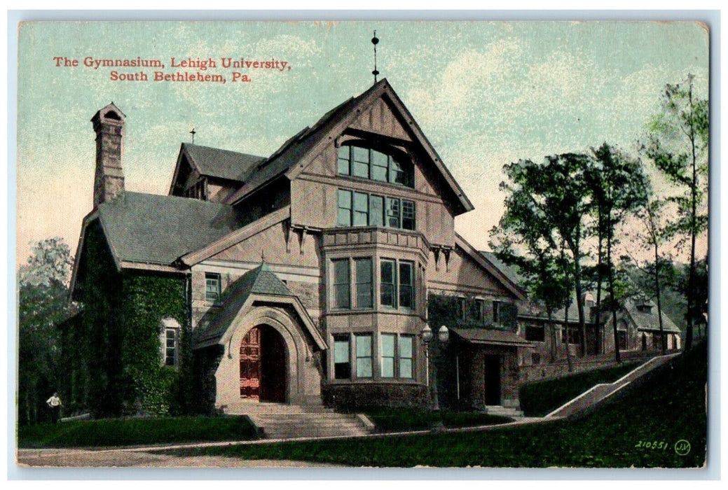 1913 Gymnasium Lehigh University South Bethlehem Pennsylvania PA Posted Postcard