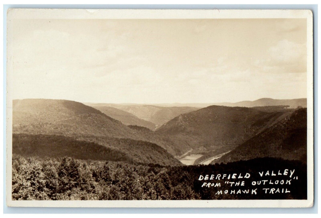 Deerfield Valley From The Outlook Mohawk Trail Deerfield MA RPPC Photo Postcard