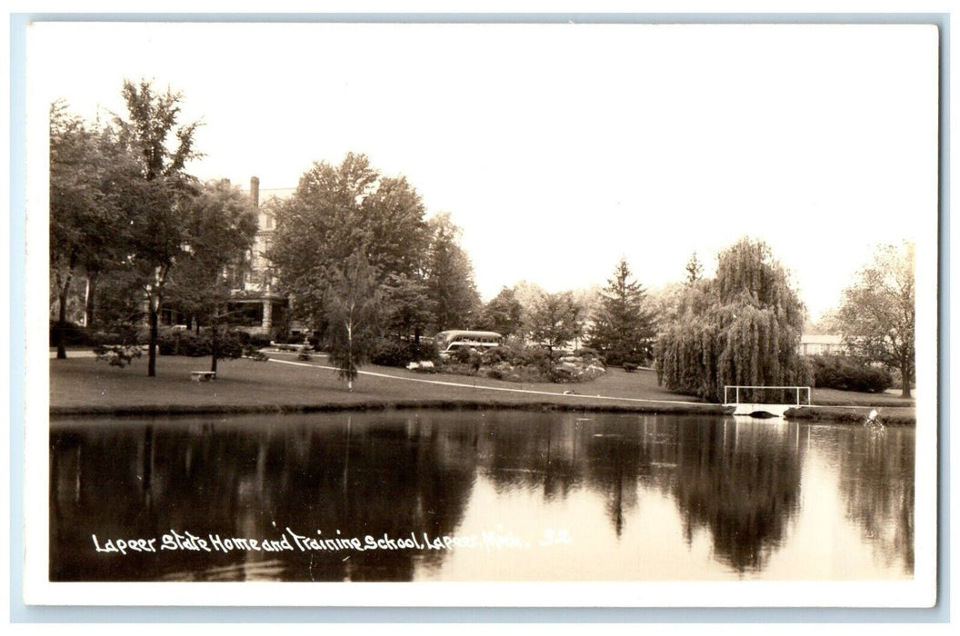 Lapeer State Home Training School Lake Lapeer Michigan MI RPPC Photo Postcard
