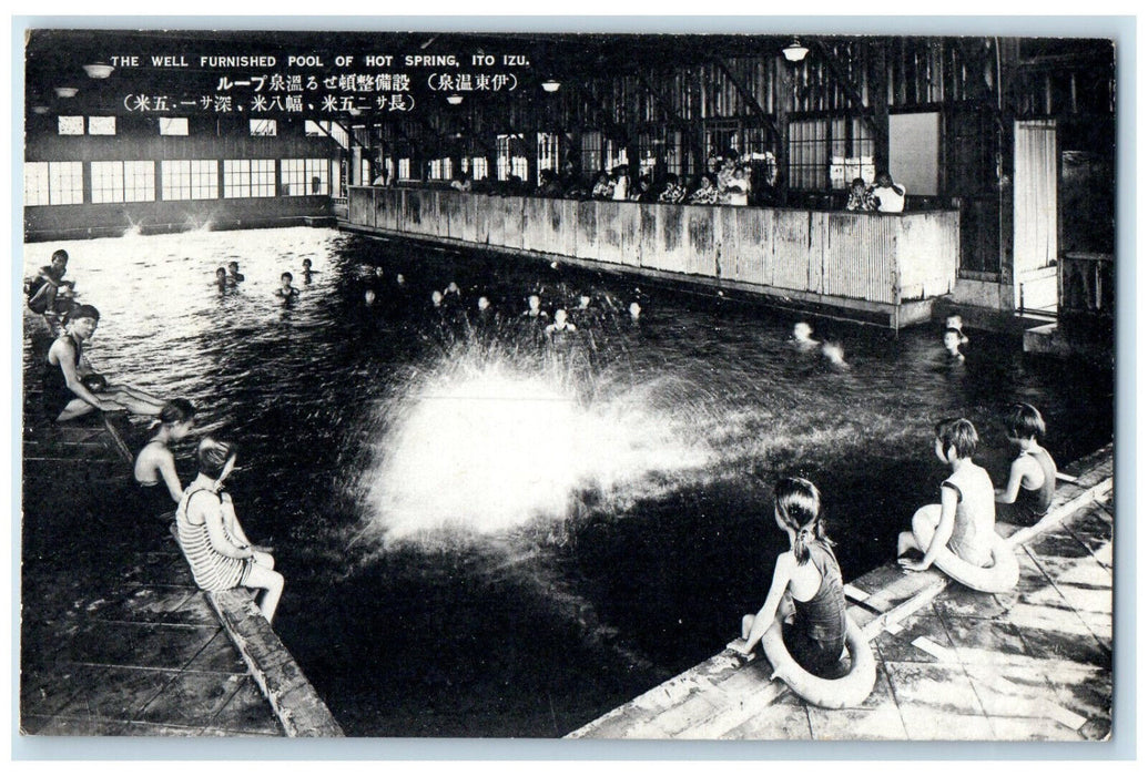 c1940's The Well Furnished Pool of Hot Spring Ito Izu Japan Vintage Postcard