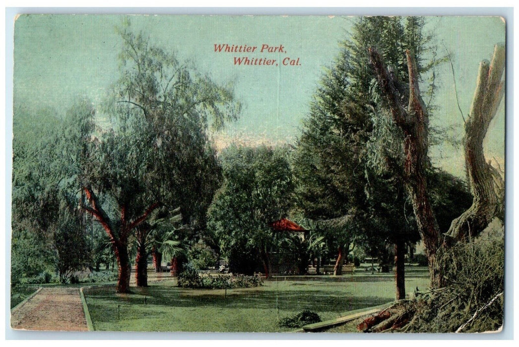 1916 View Of Whittier Park Whittier California CA Posted Antique Postcard