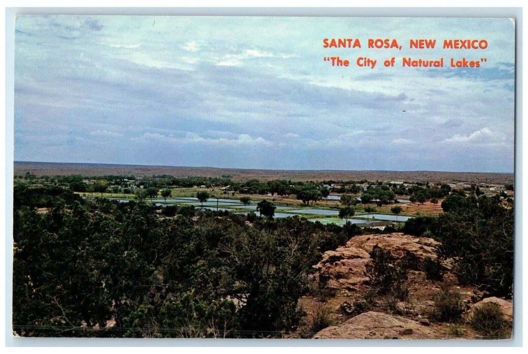 c1960 Aerial View City Natural Lakes Santa Rosa New Mexico NM Unposted Postcard