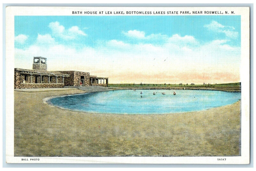 1940 Bath House Lea Lake Bottomless Lakes State Park Roswell New Mexico Postcard